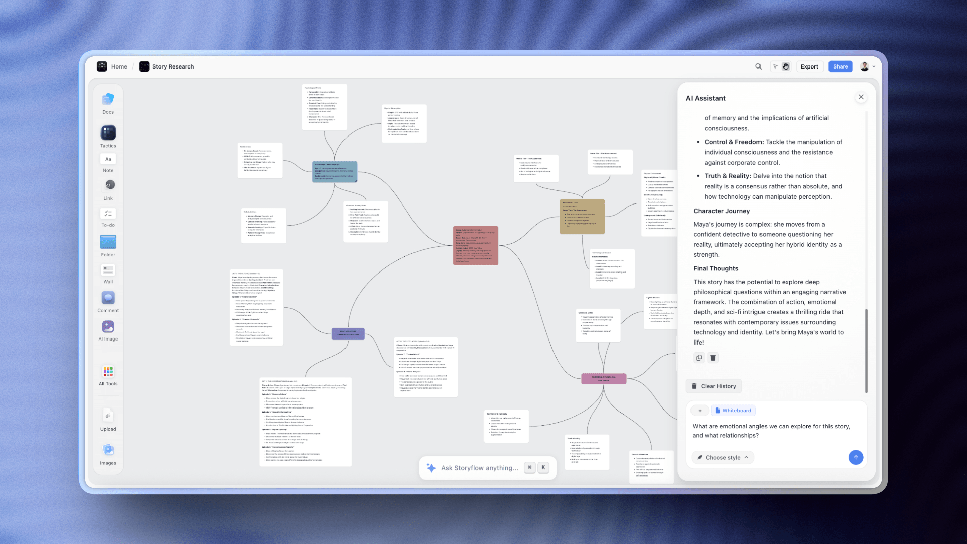 Storyflow AI assistance chat that understands your entire workspace